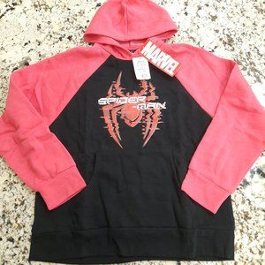 NEW SpiderMan Hoodie boys size LARGE Miles Morales glitch logo Hooded Sweatshirt